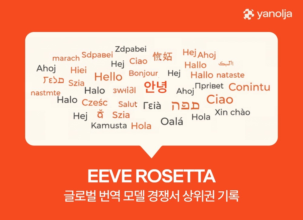야놀자 ‘EEVE ROSETTA’, 번역 성능 지표 성과서 상위권