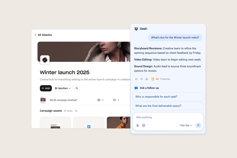 드롭박스 대시, 컨텍스트 인식 AI 기능 접근성 강화
